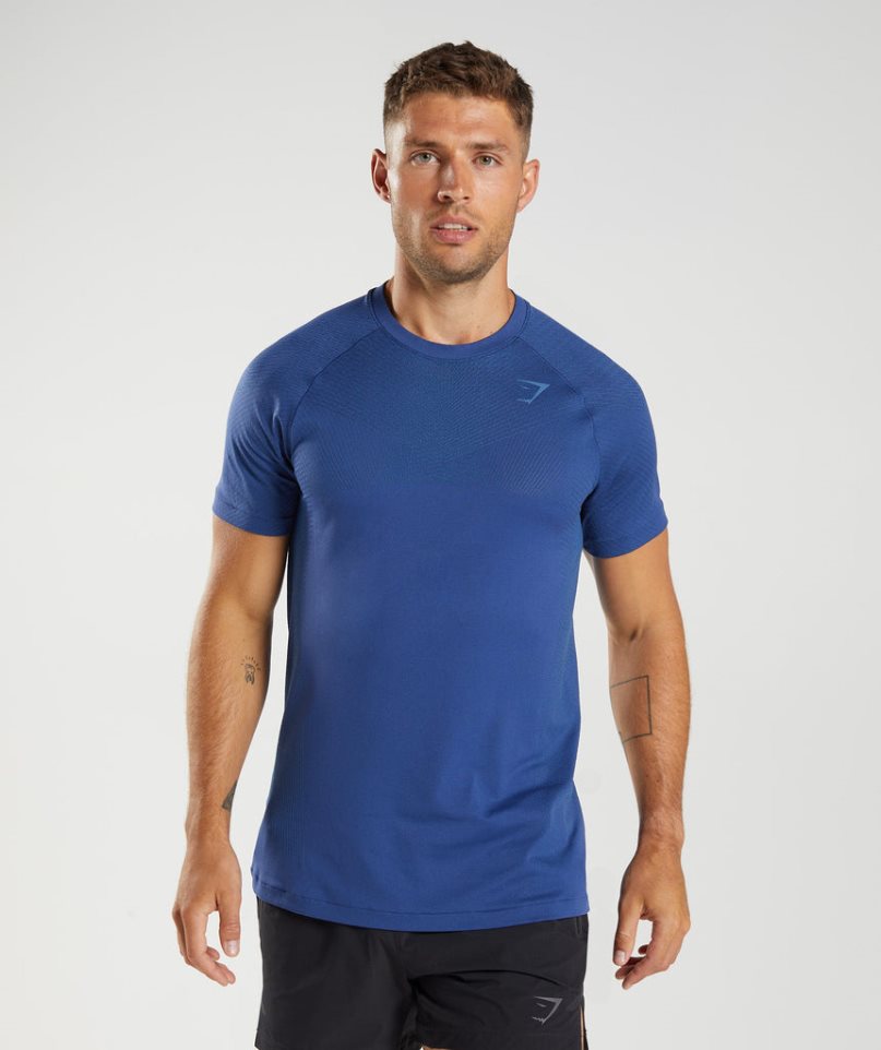 Men\'s Gymshark Apex Seamless T-Shirts Blue | NZ 3ZVQWK